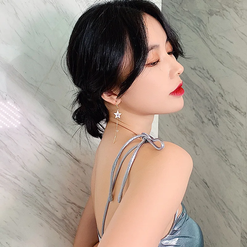 

Geometric Women Tassel Dangle Earrings Star Moon Saturn Pendant Asymmetrical Long Accessories Jewelry earrings for women