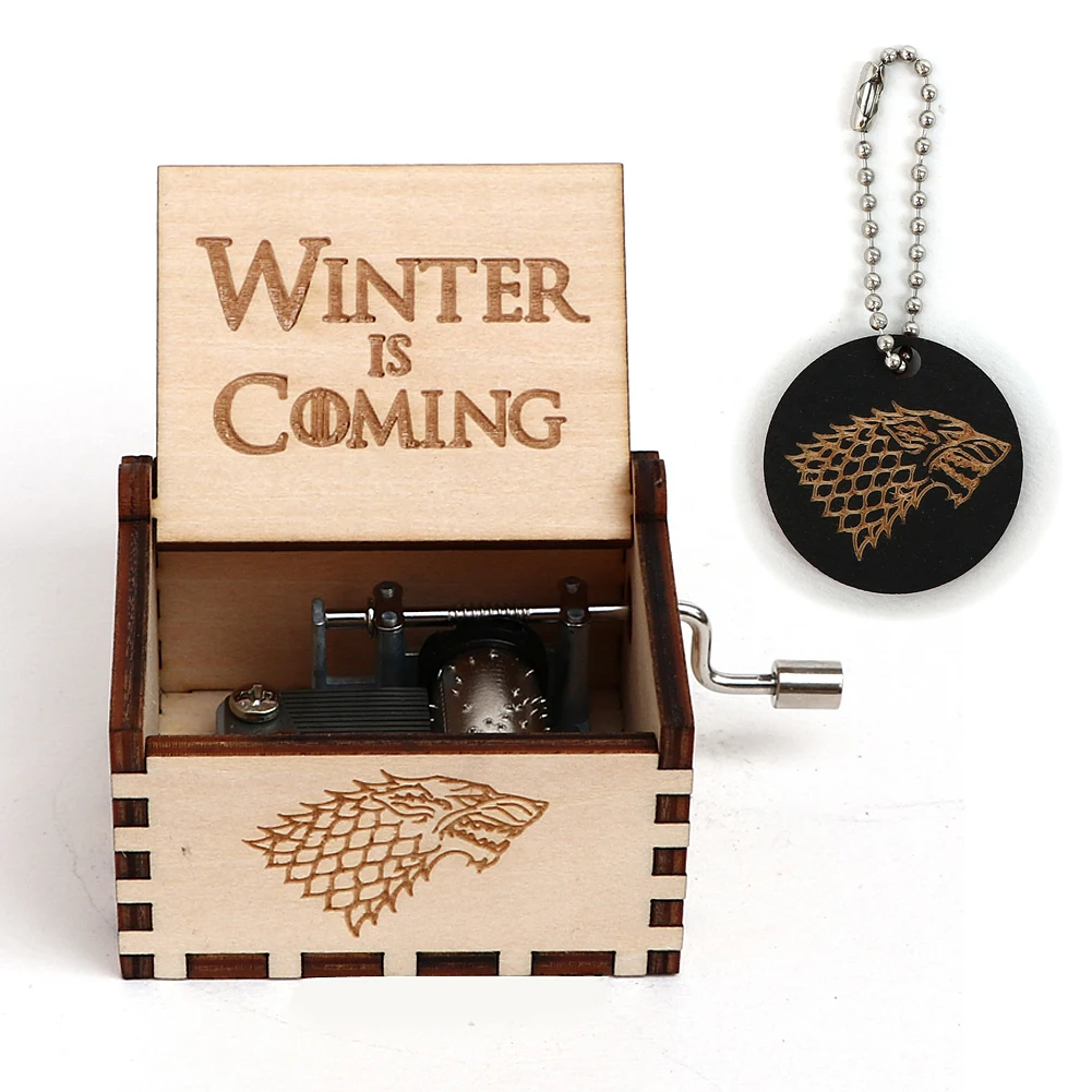 Antique Wooden Carved Music Box Hand Cranked Black Game of thrones Music Box Birthday Gift Christmas Gift Cajas de Musical Box