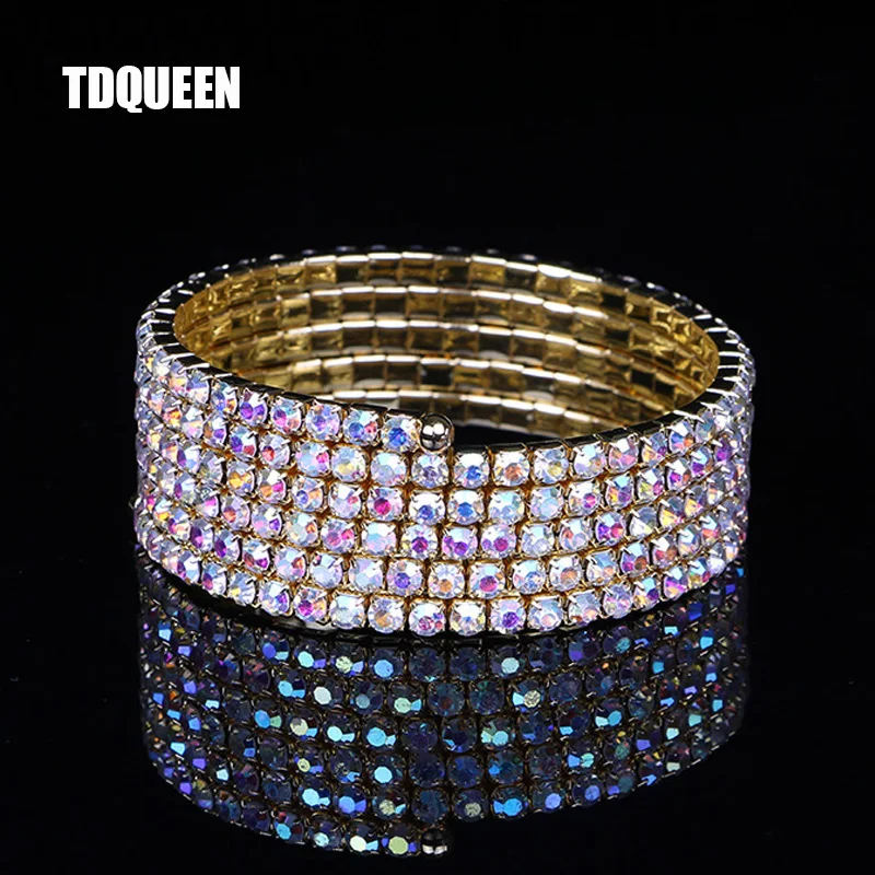 Переливающиеся цветные стразы AB 5 рядов браслет с кристаллами золотого и