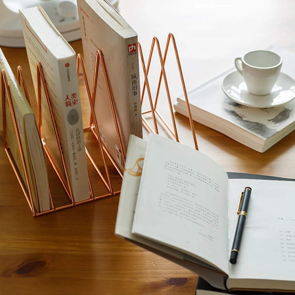 Металлическая книжная полка с покрытием из розового золота книжный блок Офисная