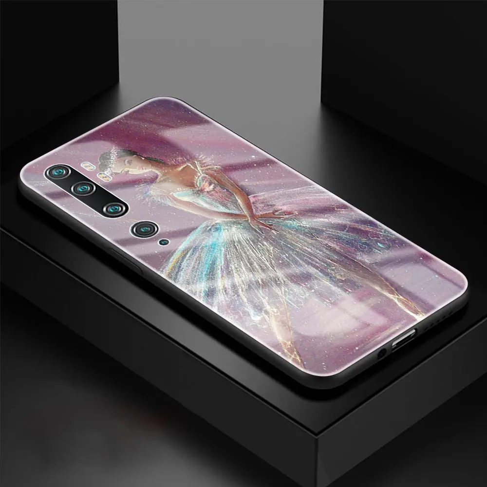

Ballerina Girl Dance Tempered Glass Phone Case for Xiaomi MI Poco X3 NFC C3 X2 F2 Pro Funda for 9T CC9E Note 10Lite Cover Coque