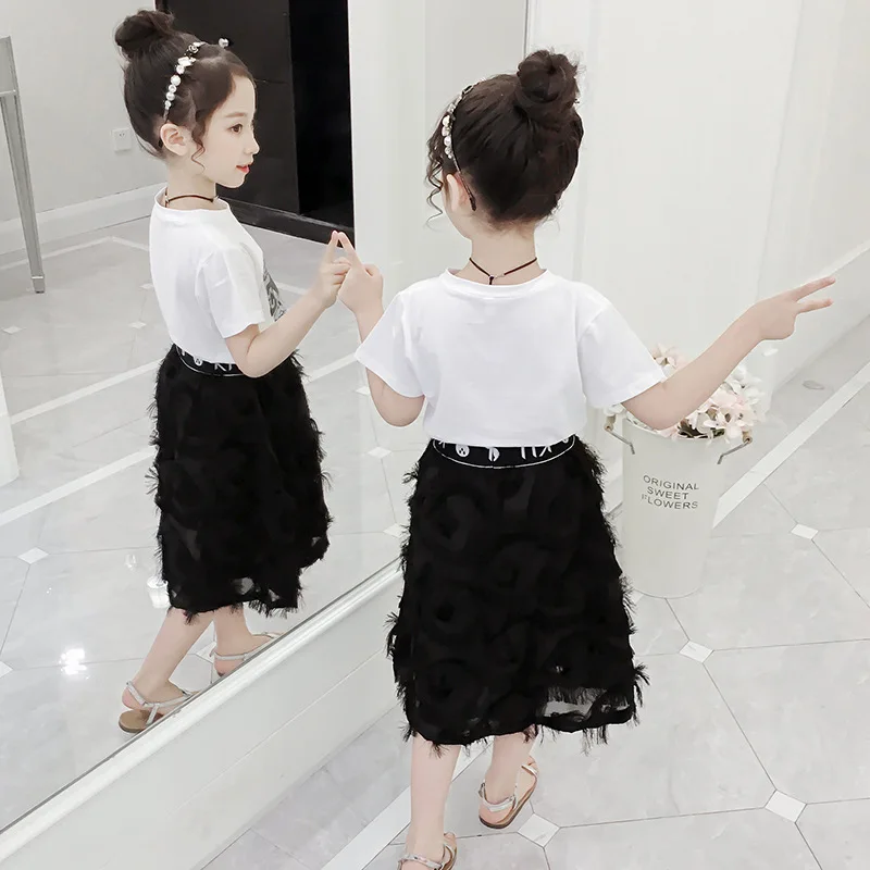 Летний костюм для девочек комплект детской одежды подростков повседневный 6 8 12