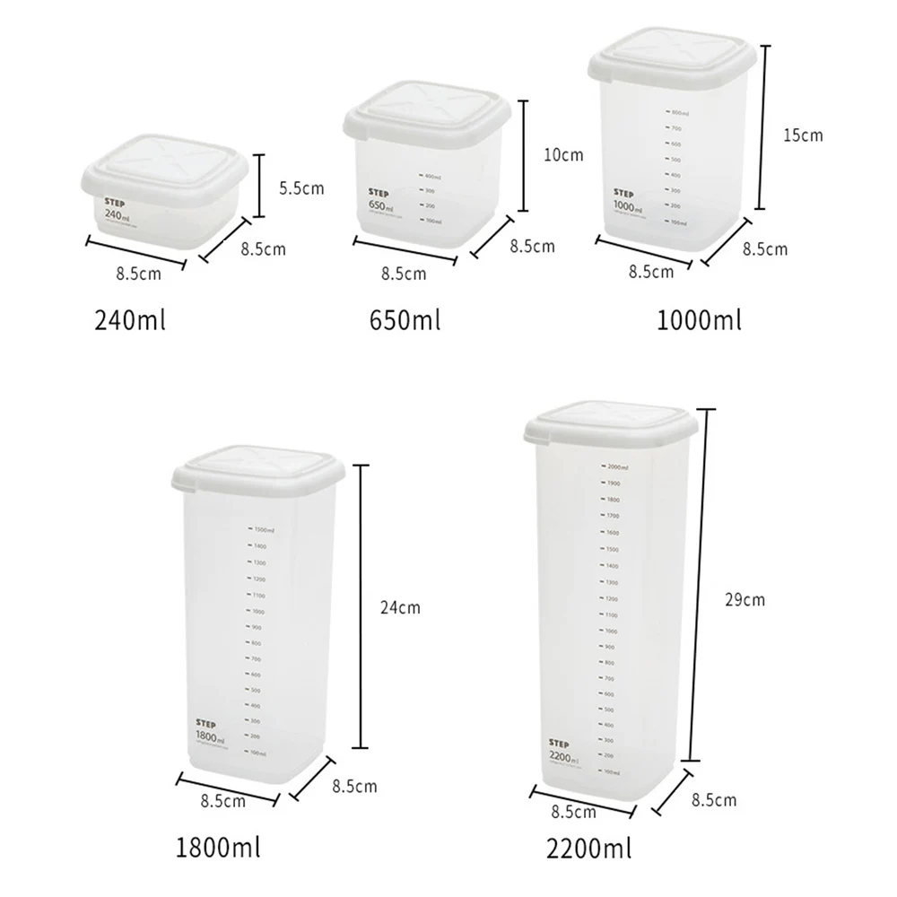 

Kitchen Food Container Box Square Transparent Plastic Grains Vegetables Airtight Sealed Storage Box Case