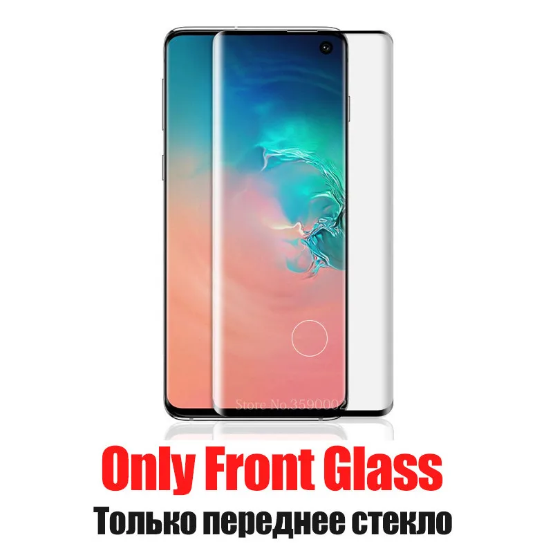 only Front Glass 5D полное изогнутое Защитное стекло для samsung S10 plus защита для объектива камеры на экран для samsung note 10 pro закаленная пленка s 10 - Цвет: only Front Glass
