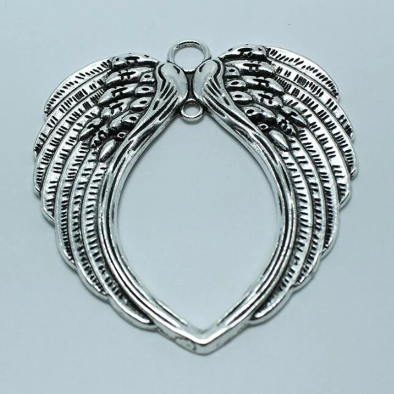 Vintage Silver Big Double Angel Wing Pendant Archangel Charms For Bracelet Necklace Jewelry Making Friendship Accessories | Украшения и