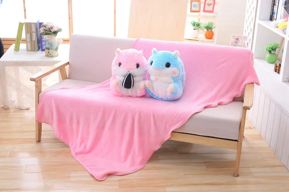 Прямая поставка Peluches хомяк плюшевые животные мягкая игрушка хомячок с покрывалом Подушка 3 в 1 Набор для детей