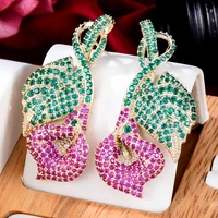 kellybola high quality luxury shiny leaf pendant earrings african indian women wedding daily party exquisite fashion jewelry