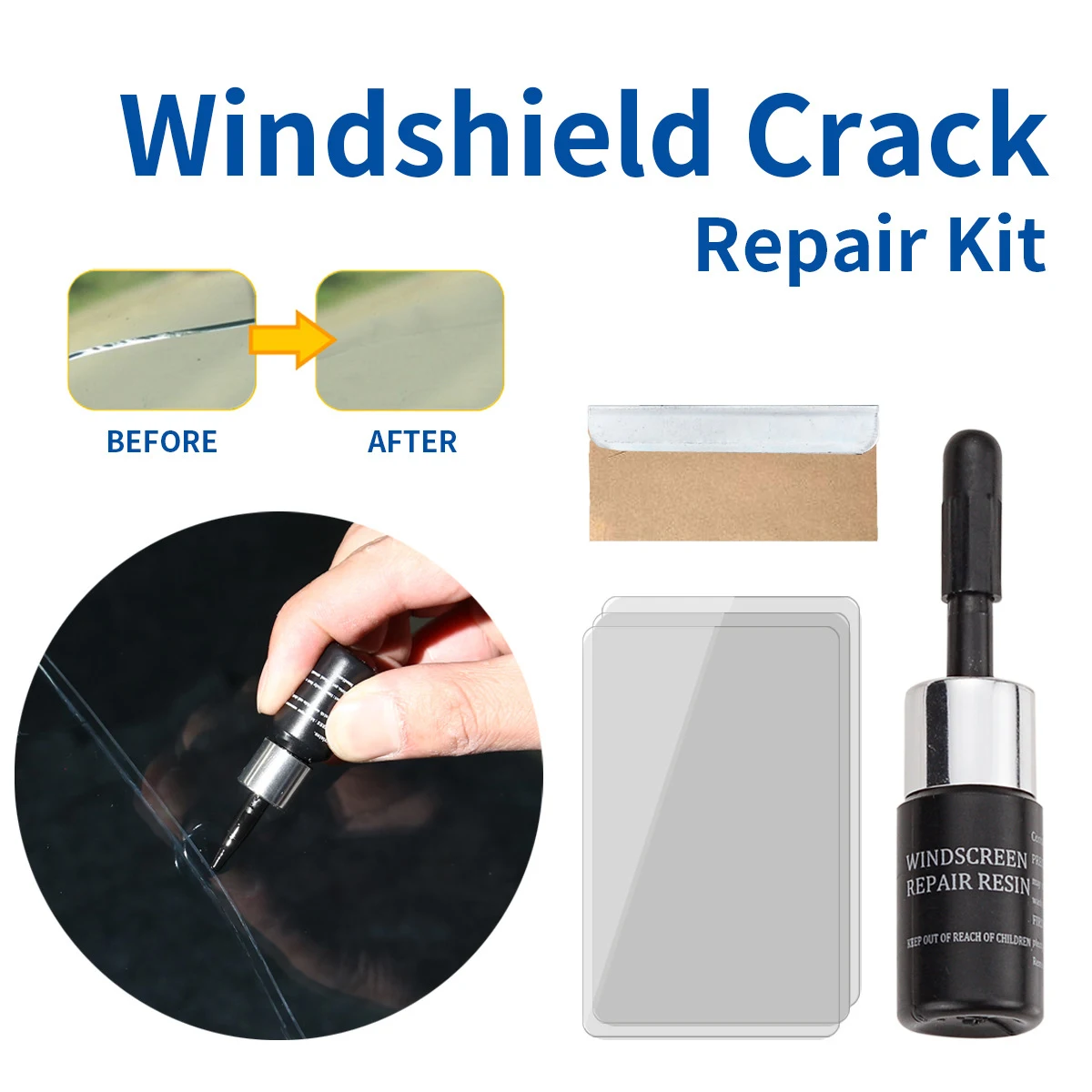 

Cracked Glass Repair Kit Windshield Nano Repair Liquid DIY Car Window Repair Utensil Scratch Crack Restore