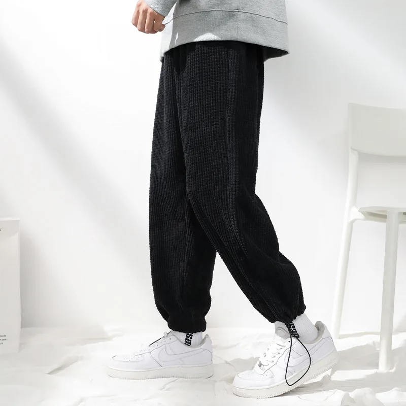 

Men's Sports Casual Straight Trousers Nine-point Hip-hop Drawstring Pants Big Size Loose Male Sweatpants Harajuku Style 4XL
