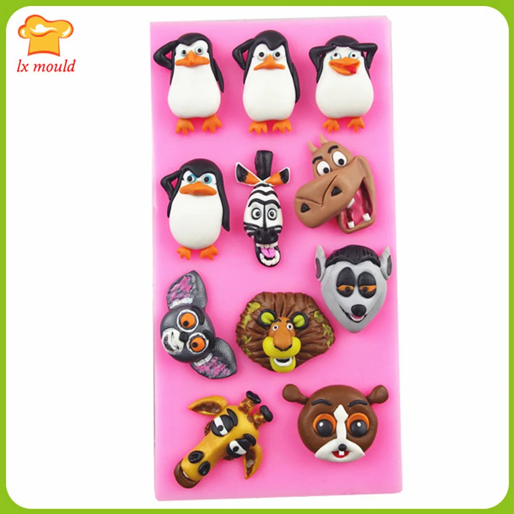 Силиконовая форма для шоколада ручной работы милый мультяшный Пингвин Зебра Лев