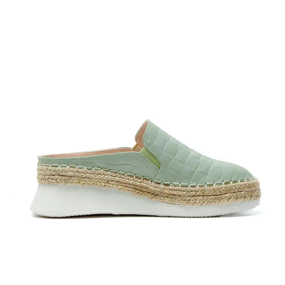 

Vichelo Hot natural leather round toe deep mouth high heels casual outside slipper simple style modern slip on shoes women L75
