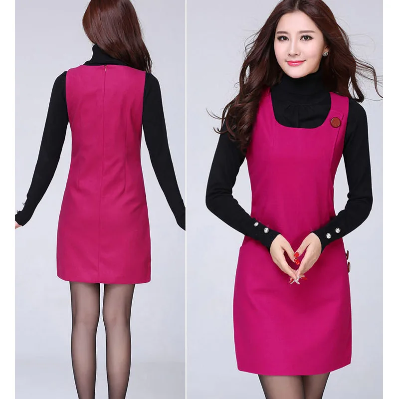 Модное женское платье 2019 новое шерстяное без рукавов большого размера тонкое на