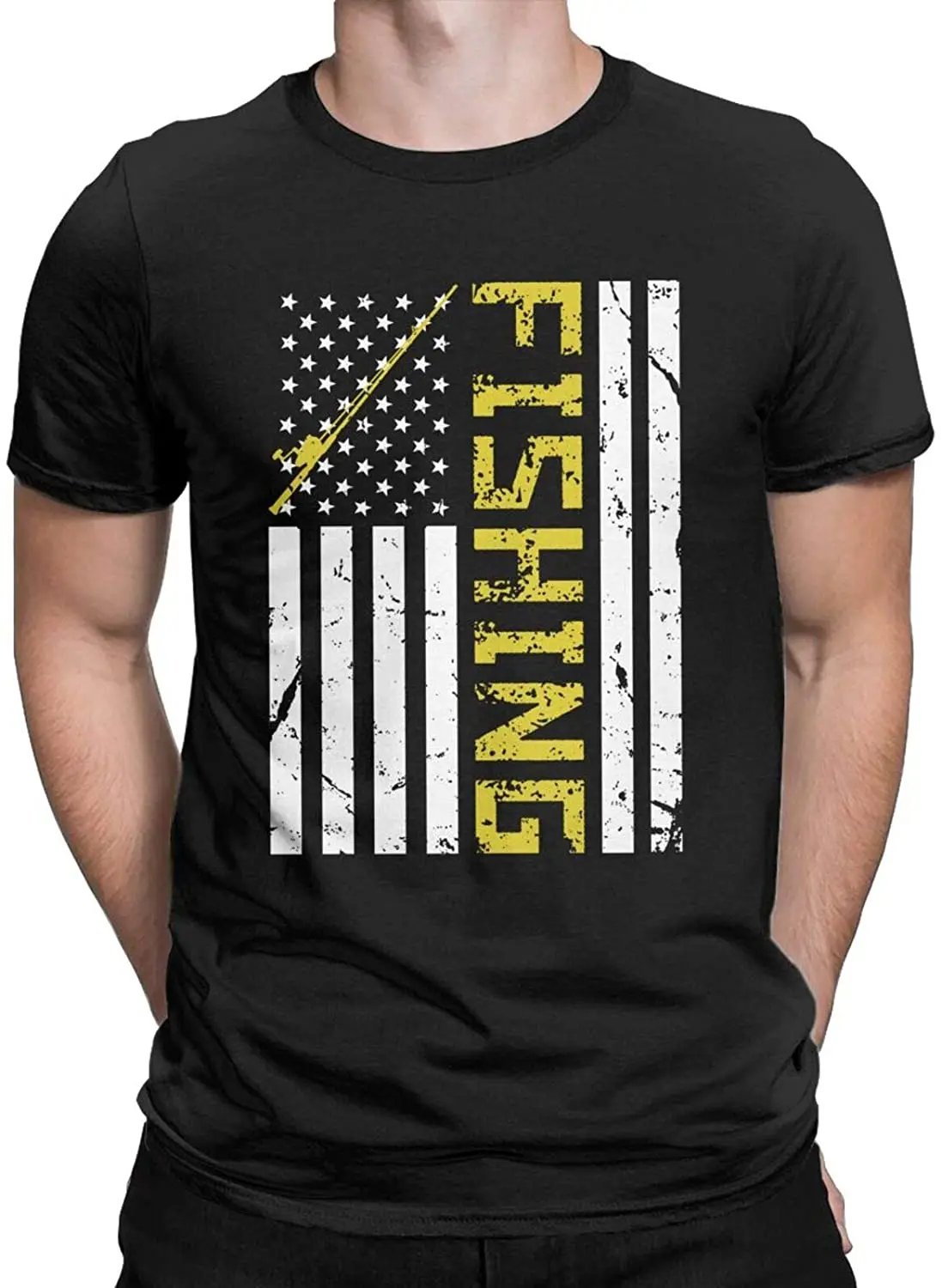 Американский флаг удочка рыболовное удилище снаряжение забавная футболка