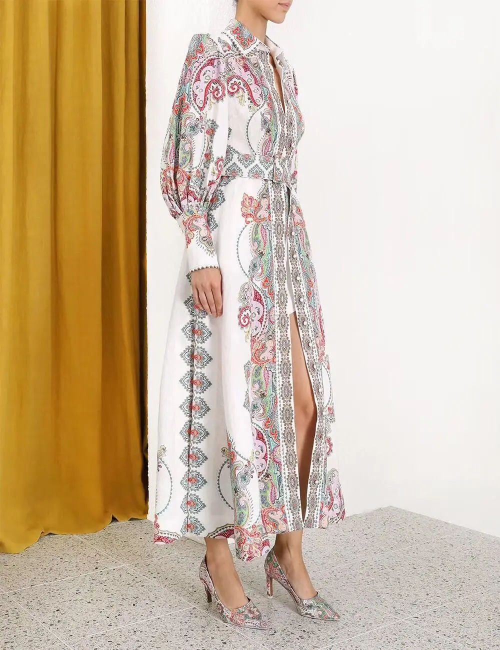 Женское длинное платье с винтажным принтом повседневное модельное макси