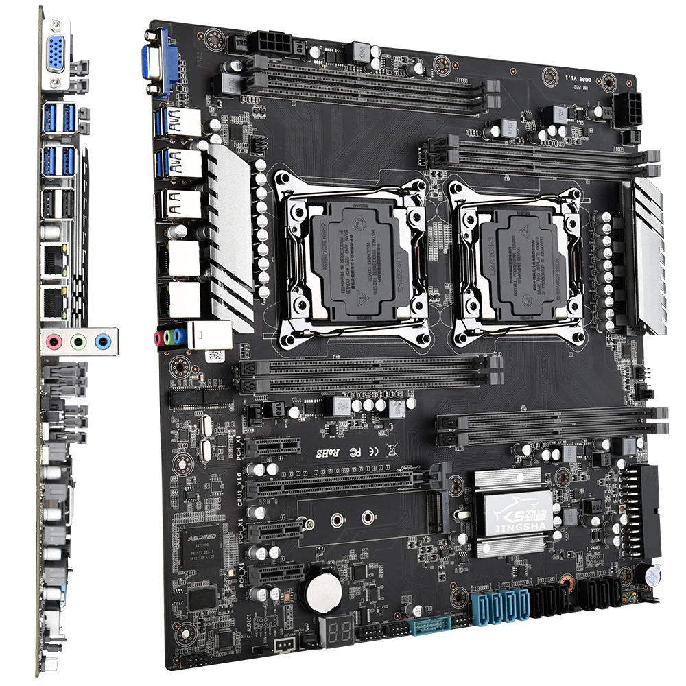 Verkaufen X99 Dual CPU Motherboard LGA 2011-V3/V4 Sockel Dual Gigabit Ethernet VGA, USB3.0,10 * SATA3.0, NVMe M.2, 8 * DDR4 Bis Zu 256GB