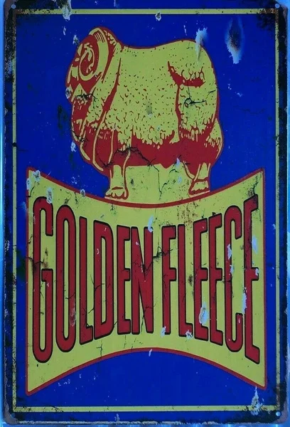 

Golden Fleece Garage Rustic Look Vintage Tin Signs Man Cave Shed Bar Sign
