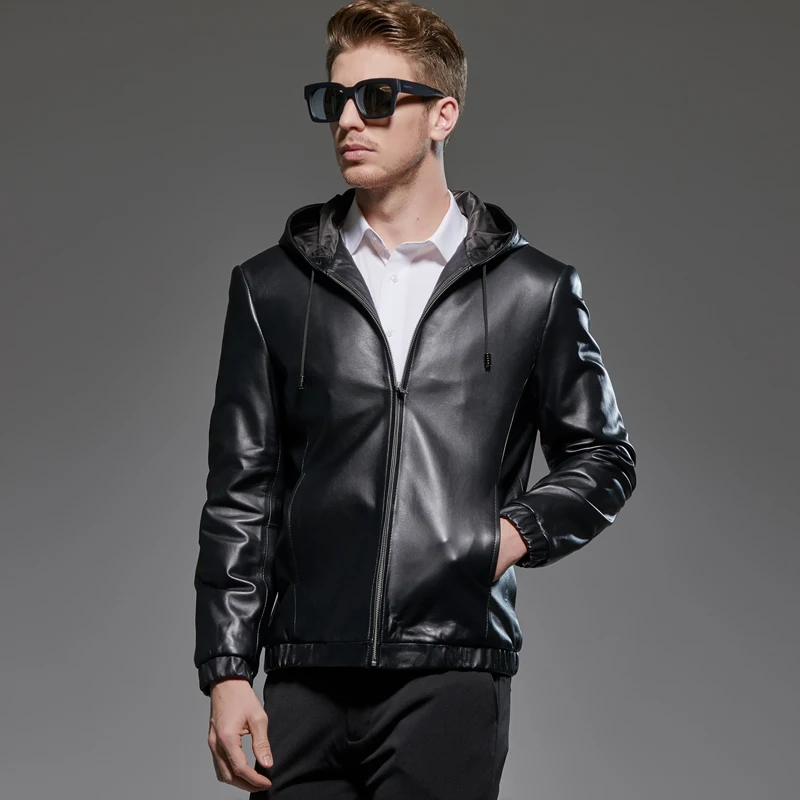 Демисезонная оригинальная кожаная куртка Мужская одежда 2020 овчина пальто с