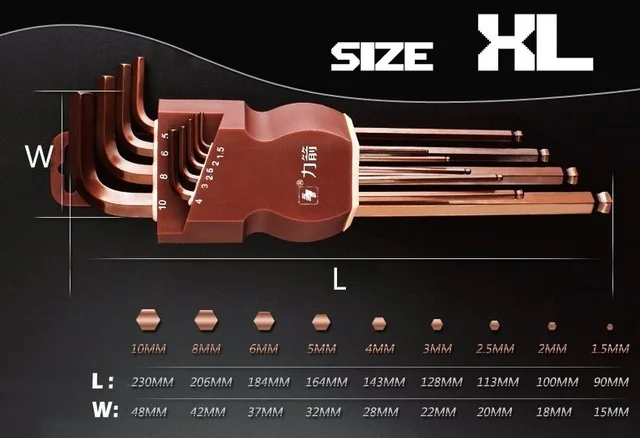 s2 alloy steel XL LIJIAN 9 шт. 1,5 мм-10 мм шестигранник Аллен ключ гаечный ключ набор инструментов imbus матовый хром шаровой ключ Набор отверток Набор инструментов - Цвет: s2 alloy steel XL
