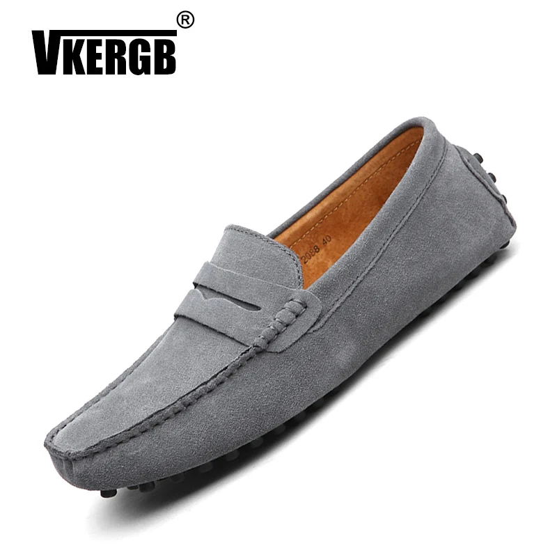 

Мужские лоферы на плоской подошве VKERGB, натуральная кожа, повседневная обувь для вождения, без застежки, топ-сайдеры, мягкая подошва, большой ...