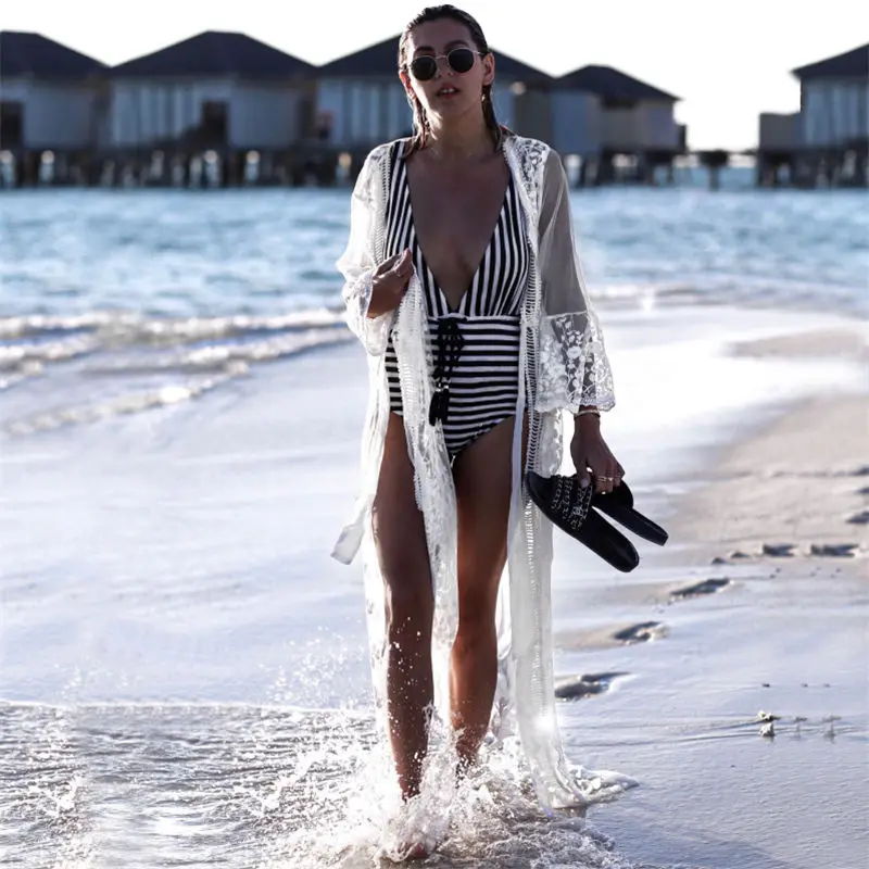 Туники для пляжа длинное кружевное пляжное платье женская накидка плавания плюс