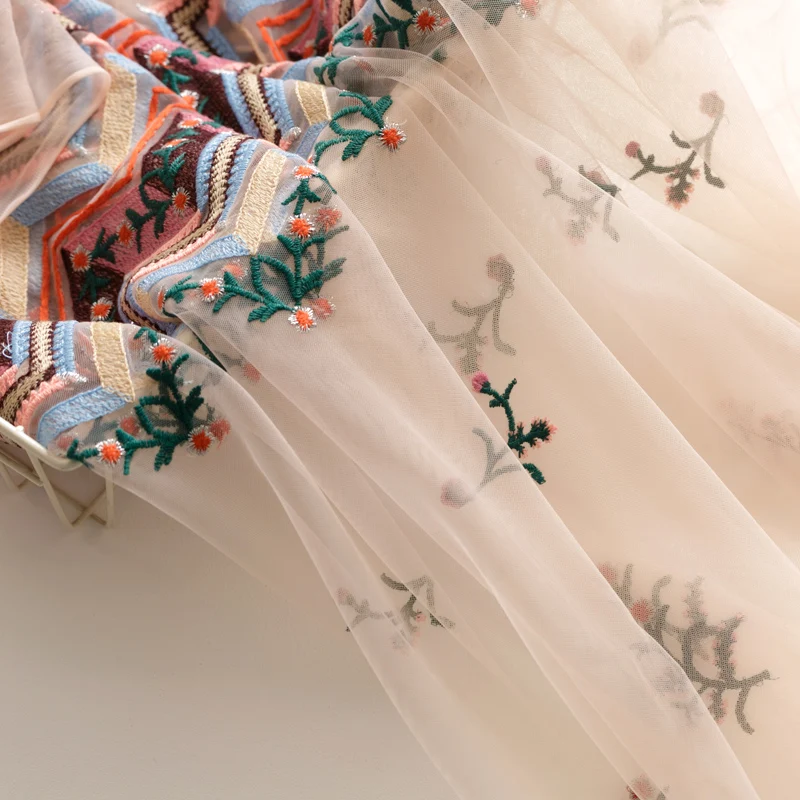 

Сетчатая ткань с вышивкой в стиле бохо, розовая кружевная ткань, юбка, Ципао светильник мягкая пряжа, 100*130 см