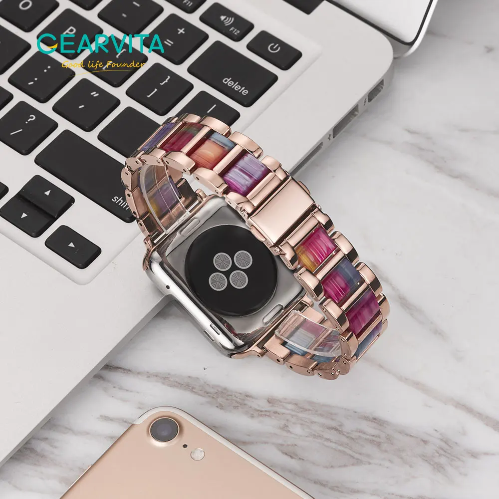 Ремешок для часов Apple Watch из смолы и стали 42 мм ремешок iWatch серии 40 аксессуары