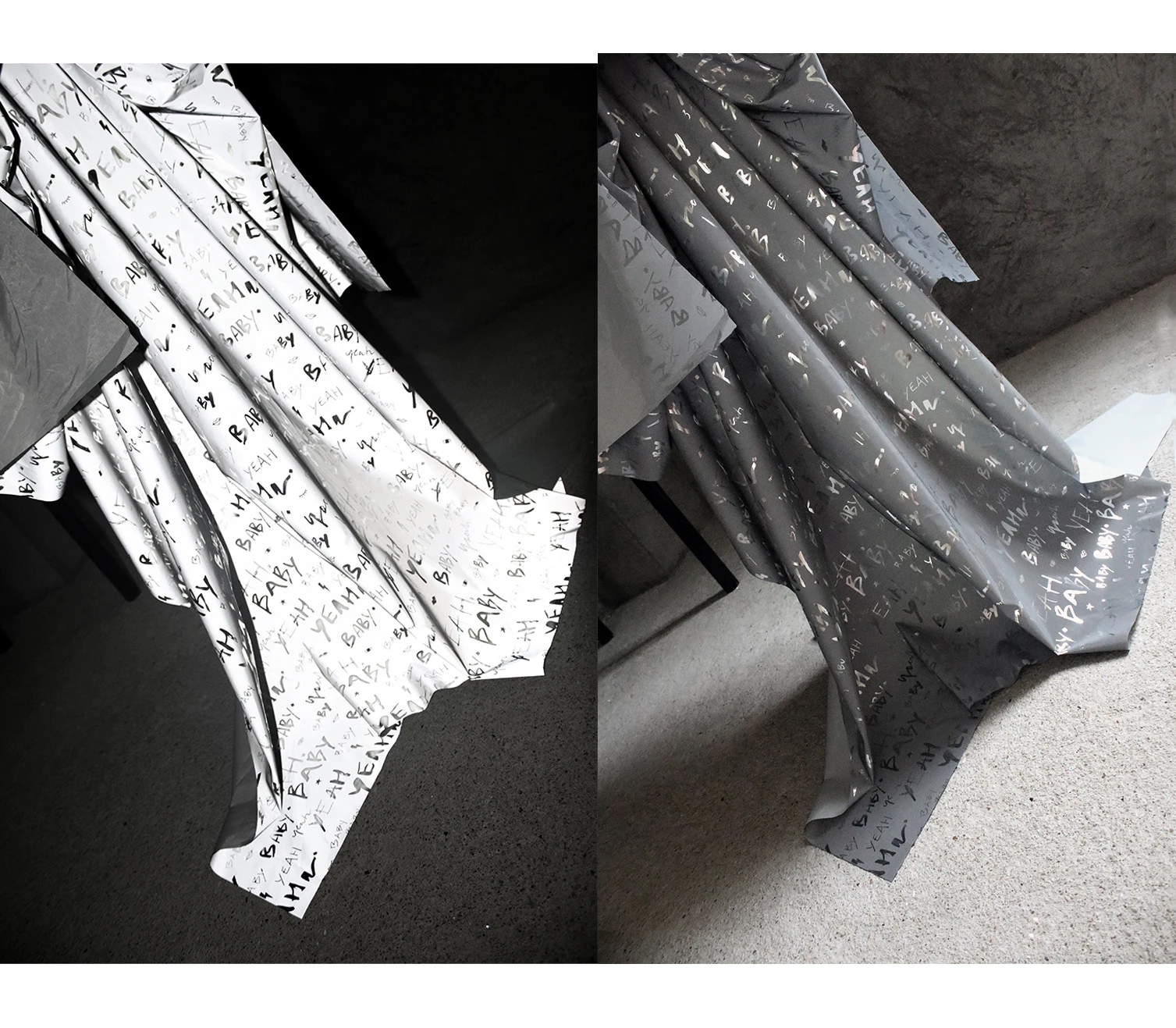 Светоотражающая ткань с надписью на английском языке ширина 140 см креативная