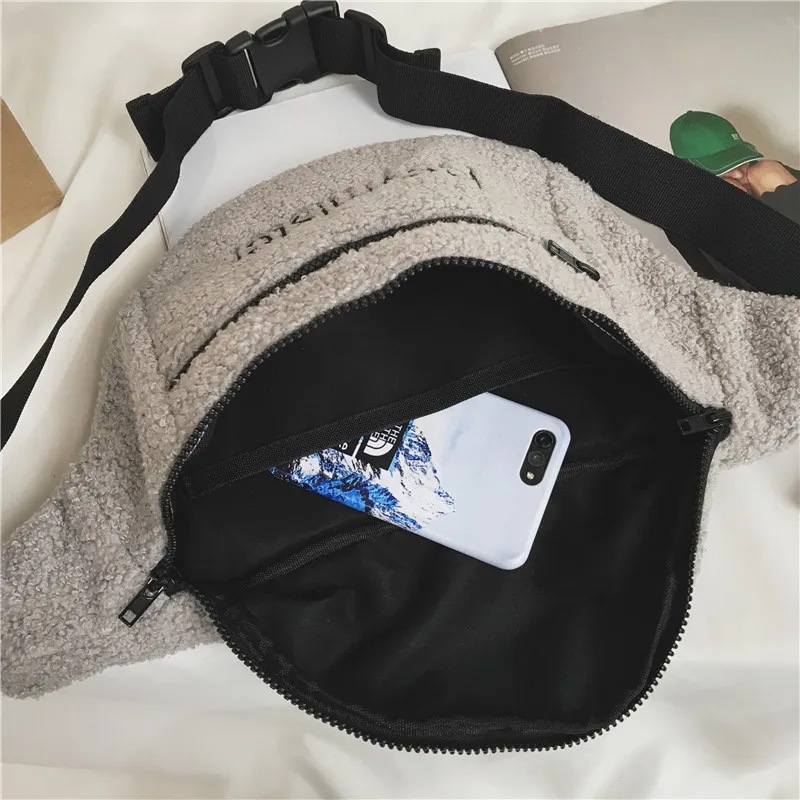 Вышитая буквенная Женская поясная сумка дорожная через плечо уличная плюшевая