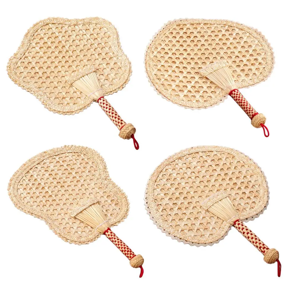 1 Pcs Pure Hand-Woven Wheat Straw Fan Old Man Summer Natural Hand Fan Environmentally Friendly Hand-Woven Fan Decoration Heart