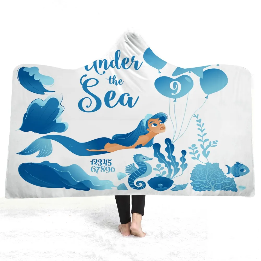 Русалочка одеяло с капюшоном плюшевое шерпа Под море носимое зимнее пляжное s