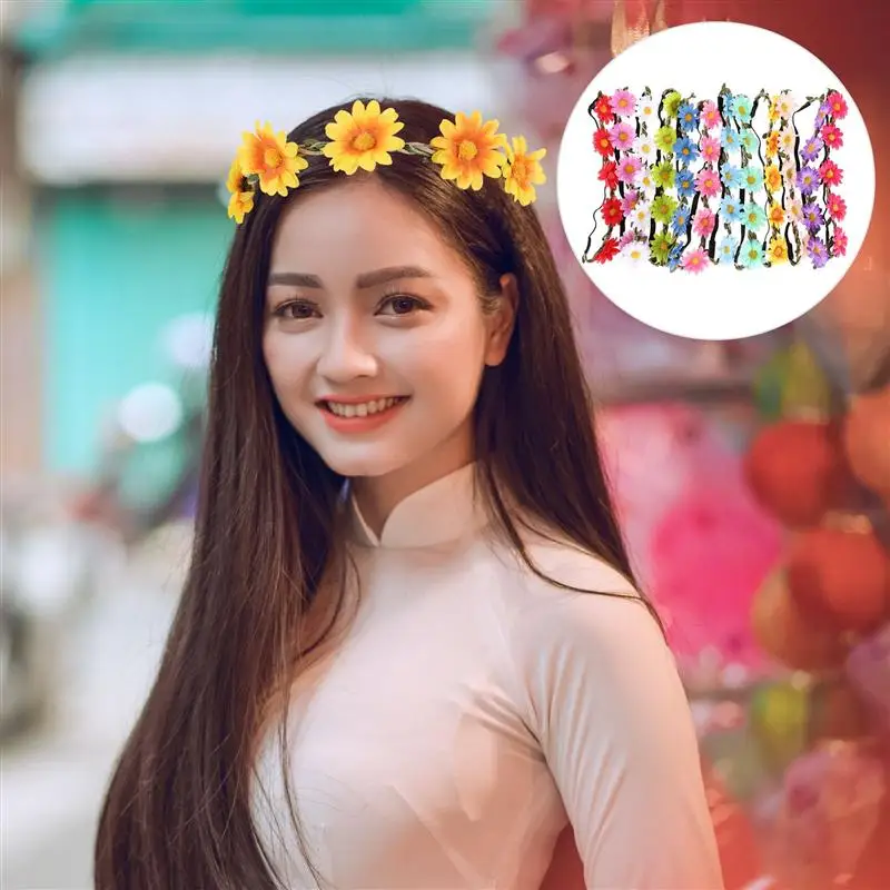 

12pcs Daisy Headbands Bohemian Creative Exquisite Floral Hairband Party Headdress