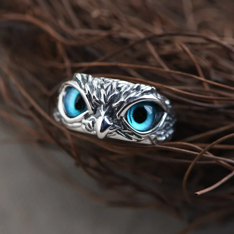 

Ymh Sterling Silver Ring Eagle Eye Jewelry Owl 925 Silver Vintage Silver Jewelry Personalized Minority Ring Ornament Trendy