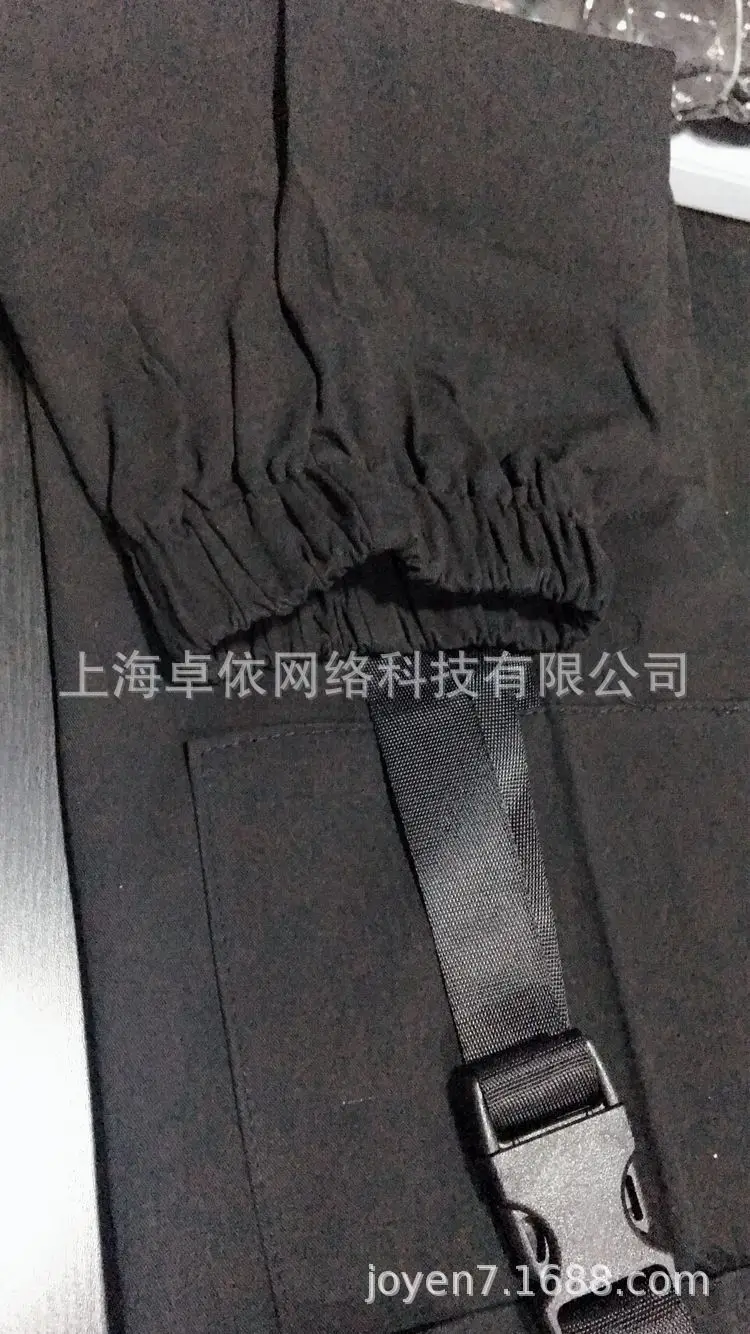 Huzhou осенние брюки карго женские, с высокой талией брюки свободные Ленточные женские брюки с завязками Прямые хлопковые Jogger Mujer