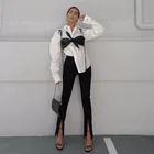 Брюки женские весенне-осенние, эластичные, на молнии, с разрезом