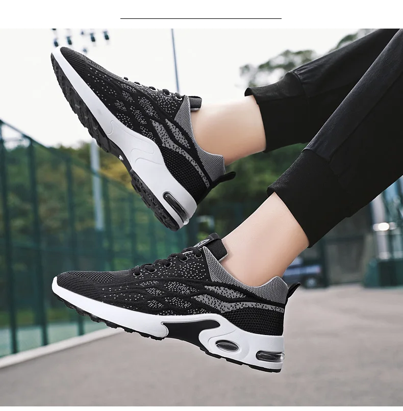 

2021 New Men Shoes Breathable Laceup Running Shoes Lightweight Casual Air Cushion Sports Shoes Men SweatAbsorbant Hard-Wearing