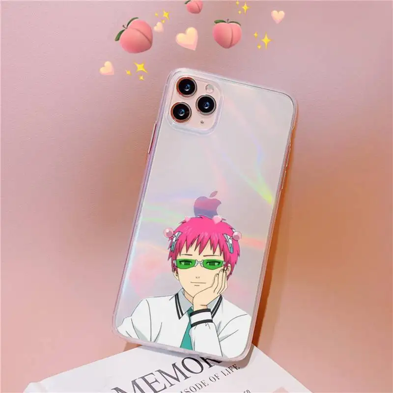 

Disastrous Life Saiki K Kusuo Phone Case for iPhone huawei P 11 12 10 30 40 S X XS XR MINI Pro Max Plus moible bag laser clear