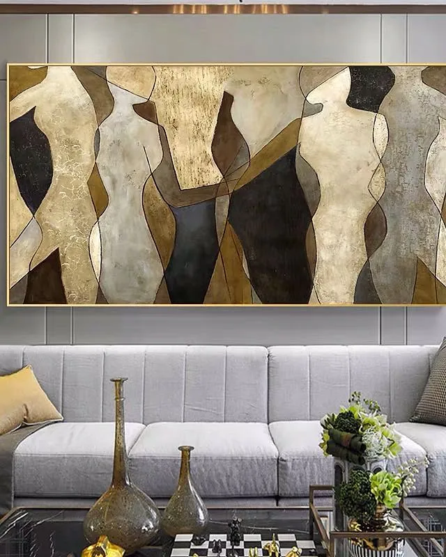 

Большая Ручная роспись маслом на холсте общительные люди Современный домашний декор абстрактная Настенная картина для гостиной подарок