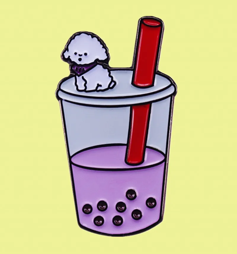 Bichon Frise Vivi милая собака Boba молоко чай эмалированная брошь-кнопка Exo KPOP Поклонники