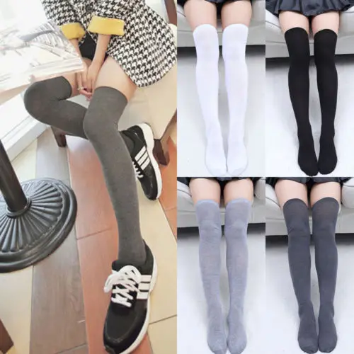 

Womens Sexy Stockings Solid Cotton Thigh High Soft Cotton Stockings One Size