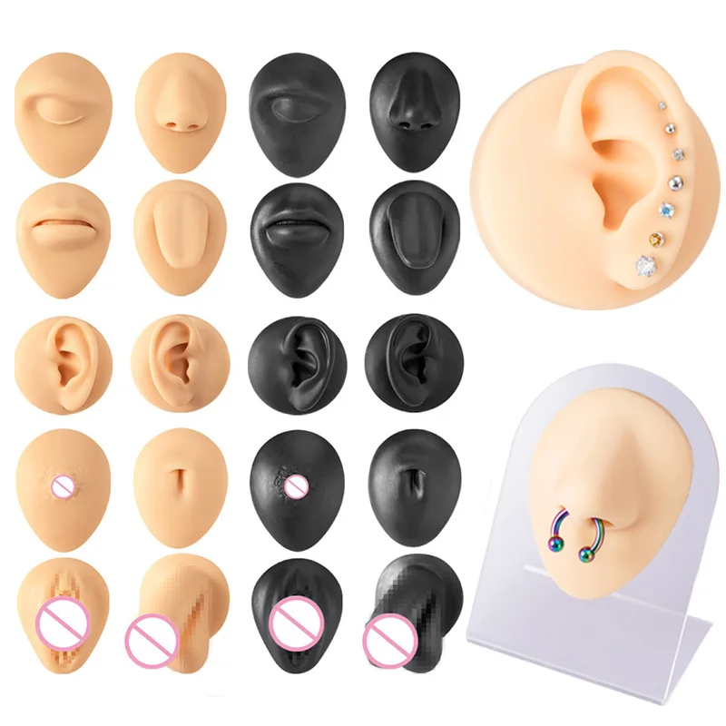 

1Pc Silicone Ear Nose Practice Body Piercing Teaching Tool Earring Model for Jewelry Display Can Be Reused 1:1 Simulation Human