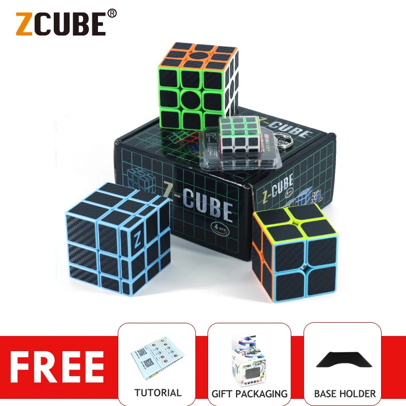 ZCube 2x2x2 3x3x3 зеркальные наклейки из углеродного волокна 4 шт. набор волшебных