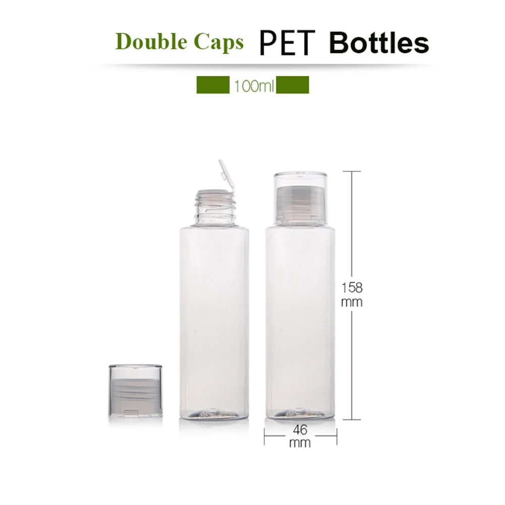 10pcs Refillable Bottle Double Cap with Inner Plug Plastic Container Tube Lotion Cream Essential Oil Bottles PET Packaging 200ml | Красота и