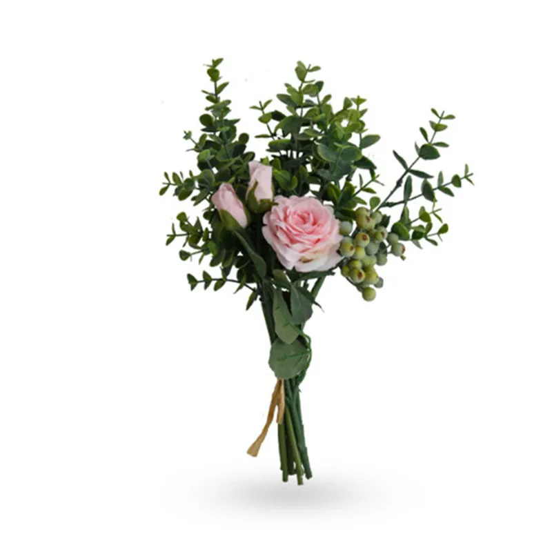 Новый Нордический Eucalypse Ins Wind Fake Flower Rose Artificial Home Decoration Wedding Bouquet Wall QW184 on
