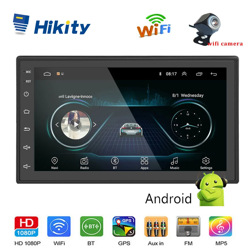 Hikity Универсальный Android 8,1 " 2Din автомобильный мультимедийный плеер сенсорный экран gps радио для Nissan TOYOTA Kia RAV4 Honda VW hyundai