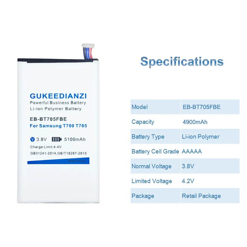 GUKEEDIANZI 5100 мА/ч EB BT705FBE планшеты батарея для Samsung GALAXY Tab S 8 4 SM T700 T705 литий ионные