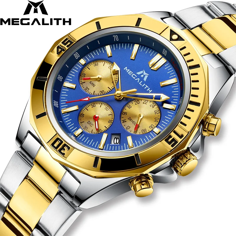 MEGALITH мужские часы Horloges Mannen Бизнес Кварцевые оригинальные наручные из