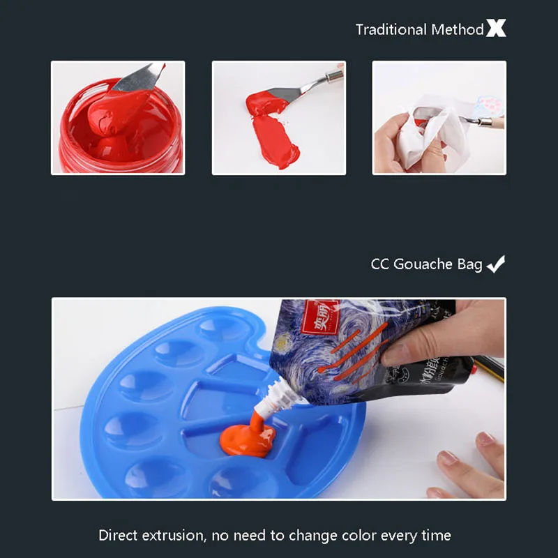 

22 Colors Gouache Paints 100ml CC Bag Portable Painting Pigment Supplment For DIY Hand Drawing Artist, Hobby,Kids,Adults