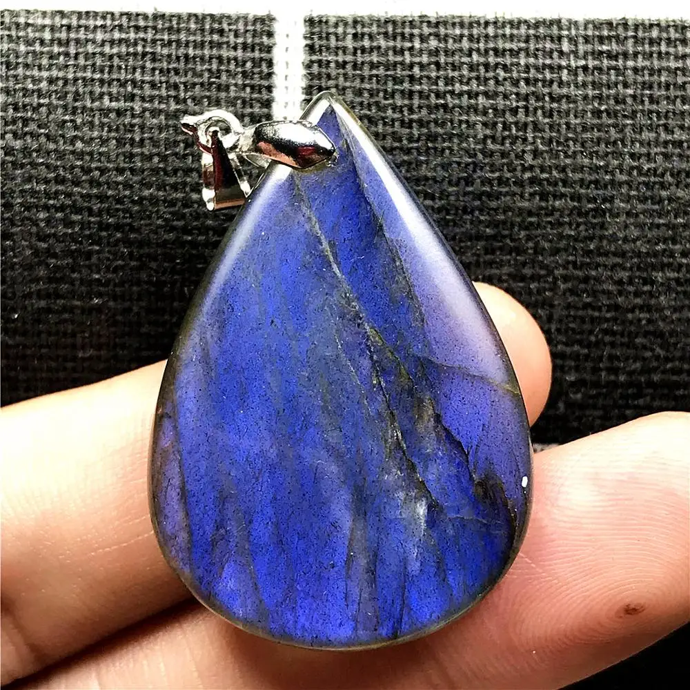 

Top Natural Blue Light Labradorite Pendant For Woman Man Gift Crystal 35x25x7mm Beads Silver Reiki Stone Gemstone Jewelry AAAAA