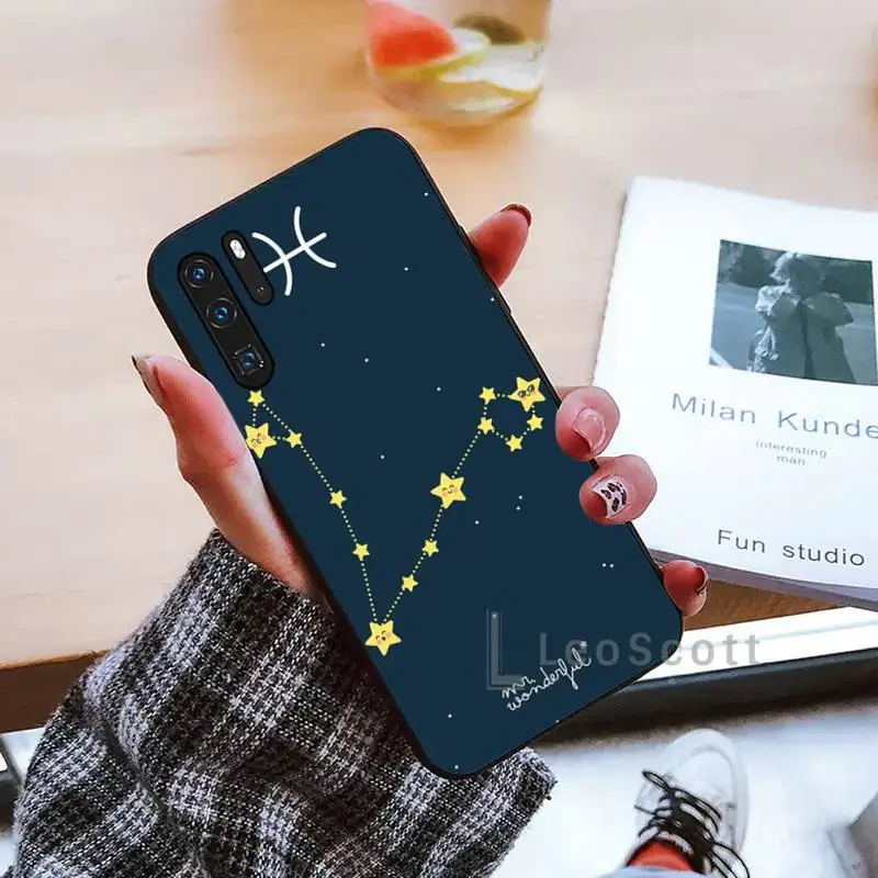 

constellations zodiac signs Phone Case black For Huawei honor Mate mate P 10 9X 10i 20 30 40 y7 lite pro p smart 2019
