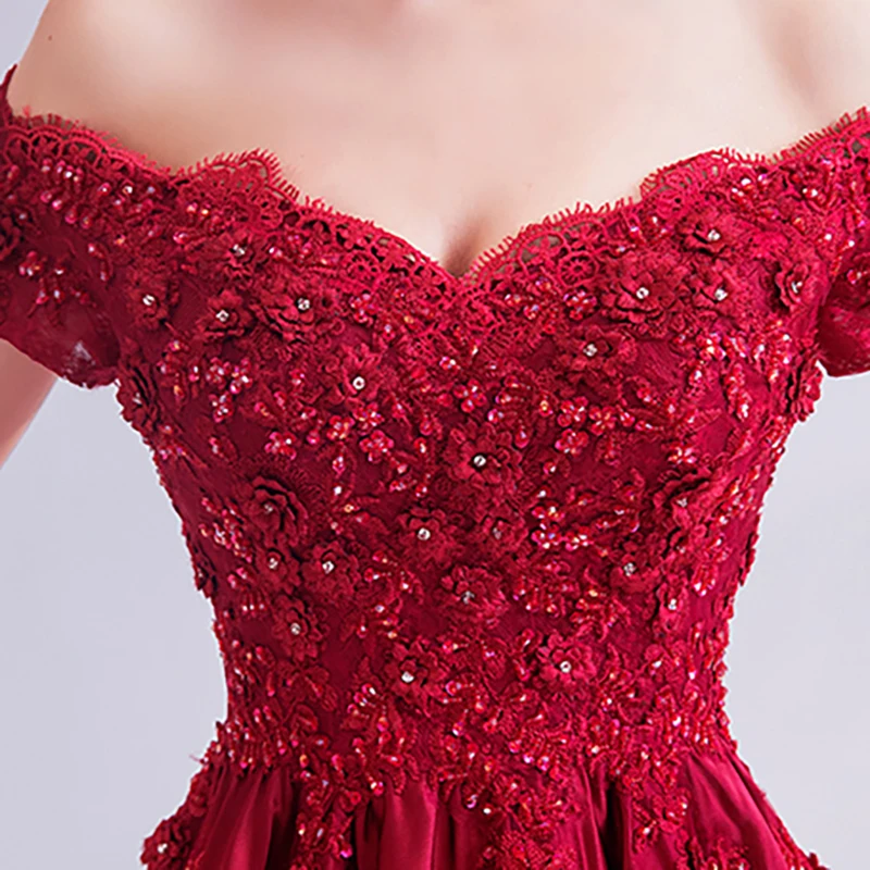 

Evening Dress Illusion O-Neck Embroidery Sequined Beading Lace Tulle Floor-Length A-Line Off The Shoulder Lady Formal Gown TS661